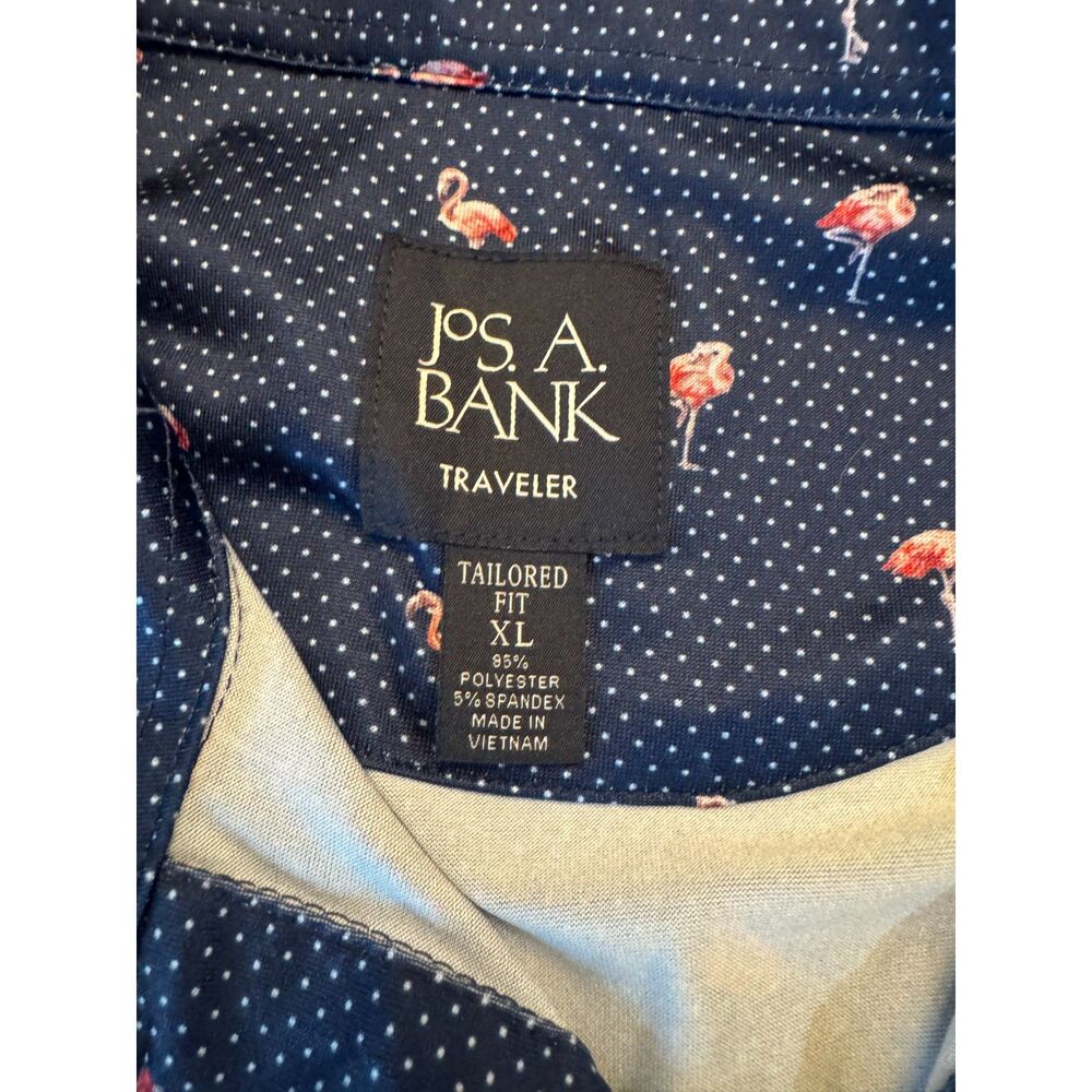 🦩 Jos. A. Bank Traveler Flamingo Golf Polo – Men’s XL
